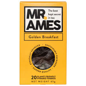 Mr Ames Golden Breakfast Pyramid Tea bags carton