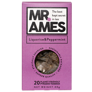 Mr Ames liquorice & peppermint  pyramid teabags carton