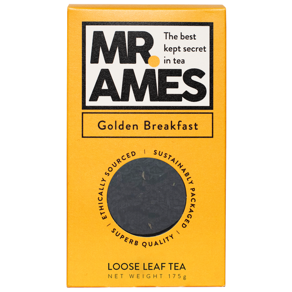 Mr Ames Golden Breakfast loose leaf tea carton