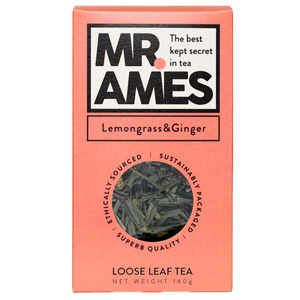 Mr Ames Lemongrass & ginger loose leaf tea carton