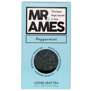 Mr Ames peppermint loose leaf tea carton